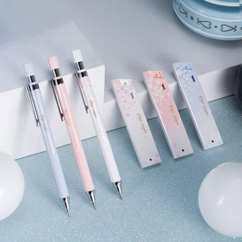 6pcs/set 0.5mm Cherry Blossom Mechanical Pencils with Pencil Refills Cute Automatic Pencils School Stationery Office Press Pen