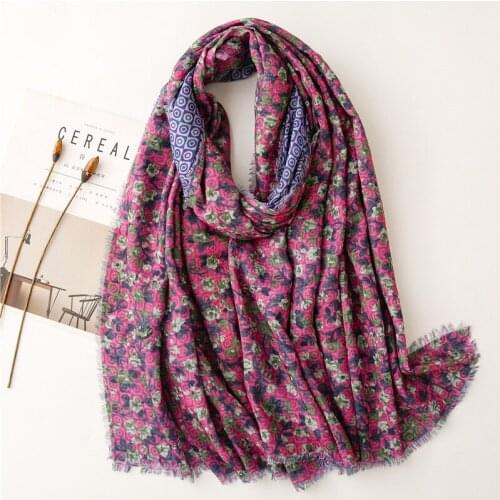 2021 New Soft Small Rose Print Fringe Scarves Shawls Long Beautiful Beach Floral Muffler Wrap Hijab Free Shipping