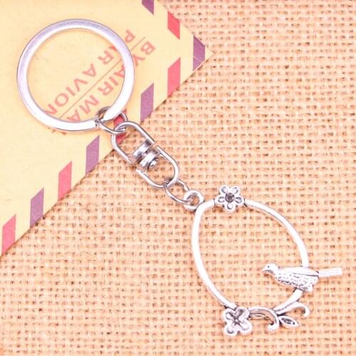 New Fashion Keychain 40*31 mm bird birdcage branch Pendants DIY Men Jewelry Car Key Chain Ring Holder Souvenir For Gift
