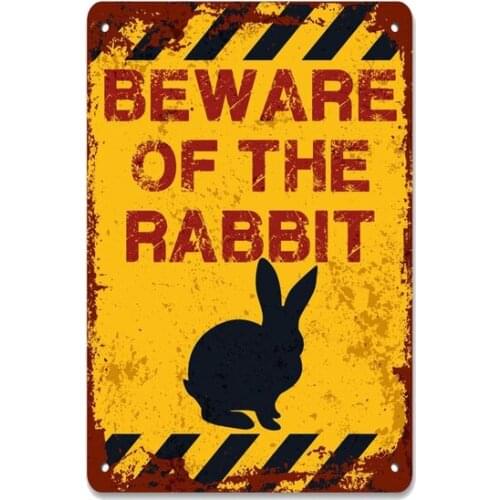 Beware of the Rabbit Bunny Lover Metal Sign Vintage Retro Tin Sign Metal Sign Decor for Garage Home Bar Pub Store Shop Hotel