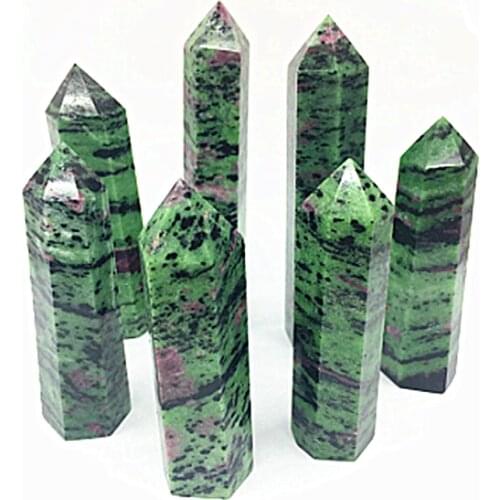 Natural Quartz Crystal Points Red and Green Treasure Crystal Wands for Healing