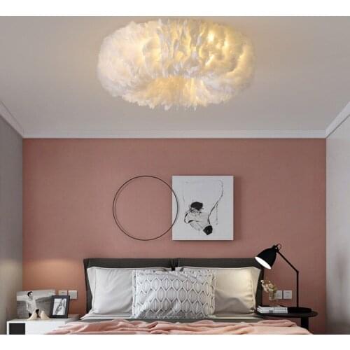 Feather E27 ceiling light Living room dining room bedroom study room ceiling lamp Commercial & Office Decorative Lighting