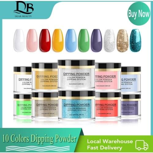 10 Colors Dipping Powder Nail Starter Kit Dip Powder System Starter Nail Kit Non-Toxic,Environmental Friendly Portable Kit