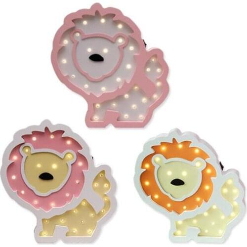 Christmas Kids Baby Room Led Night Light Animal King Lion Lamp Battery furniture Night Lamp Home Decoration Wall Lamp dropship