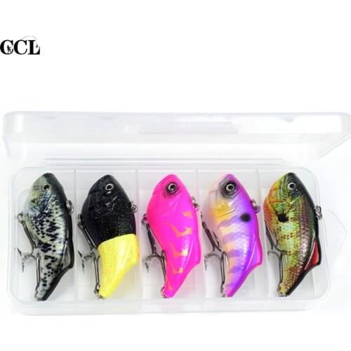 CCLTBA 5pcs/lot Rattle Crank VIB Fishing Lure 65mm 14g Hard Plastic Sinking Winter Rattling VIB Fishing Tackle