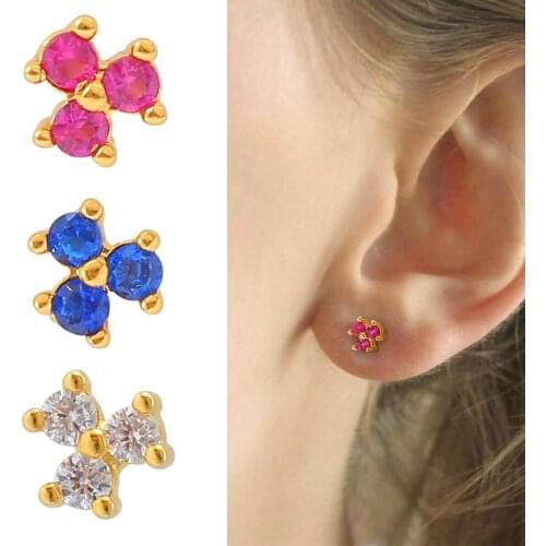1PC Stainless Steel Cz Ear Lobe Tragus Daith Cartilage Screw Back Earring Stud Helix Piercing Jewelry