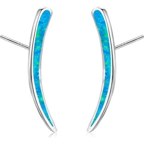 Fine Fashion Women Earrings Curved Ear Stud Fire Opal Birthstone Jewelry Classic Girl Earrings Wedding Christmas Gift