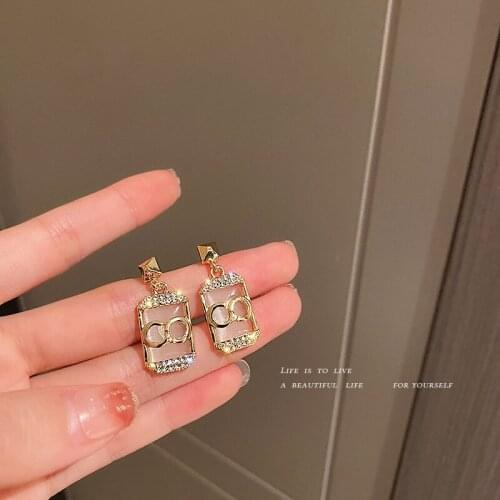 Earring Trendy 2021 Opal Geometric Square Earrings Korean Fashion Niche Design Personality Earrings for Women Jewelry Wholesale