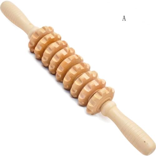 Yoga meridian rod nine fine wheel shaft Whole body massage roller pounded his waist back massage neck leg wooden massager