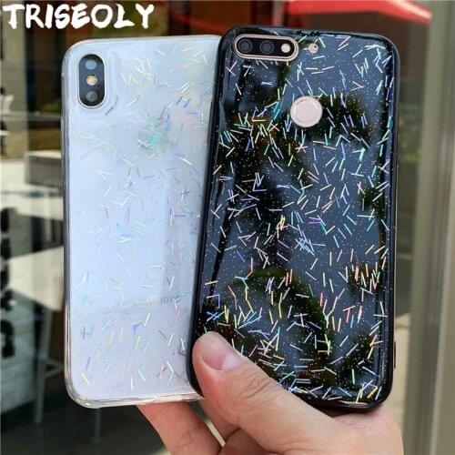 Clear Silicone Cover For Huawei Y6 Y7 Pro Y5 Y9 Prime 2019 2018 2017 Laser Rain Glitter Phone Case For Honor 7A Pro 7C 8X 8S