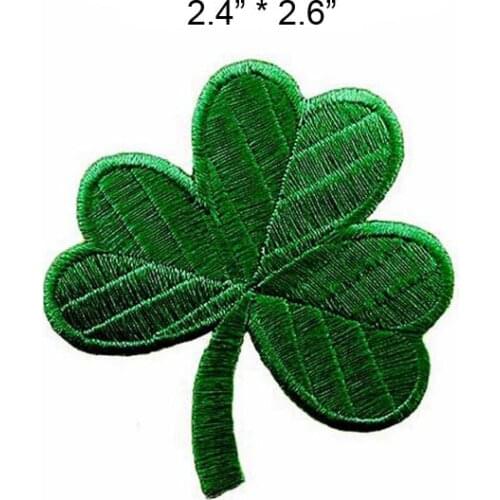2.4" x 2.6" Dark green patch embroidery clover patches on clothing/iron on/environmental