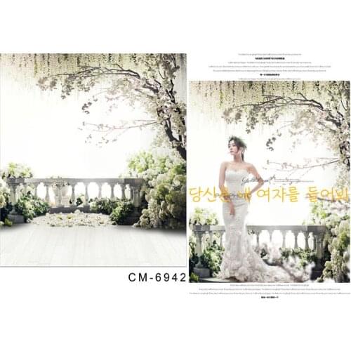 TR Weeding Backgrounds For Photo Studio Photography Backdrops White Green Grass The Open-Air Terrace Flowers Tree For Newborn