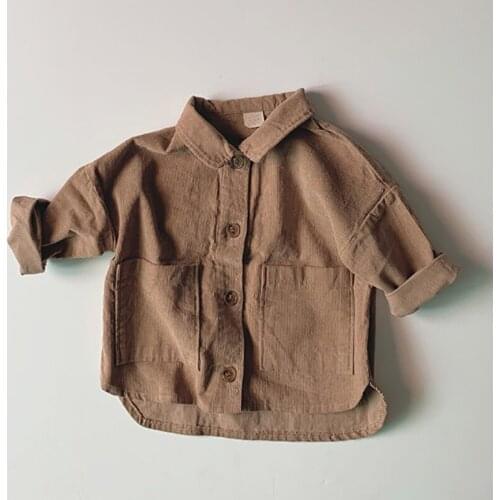 Spring Autumn Baby Boys Jacket Casual Large Pocket Lapel Corduroy Shirts Infant Kids Clothes Work Coat Jackets Boys Outerwear