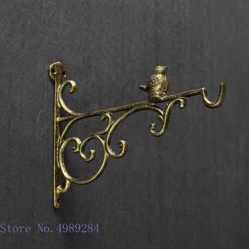 Vintage metal wall decoration Iron hook Golden Golden bird Hollow out European triangle hook Home Decoration accessories