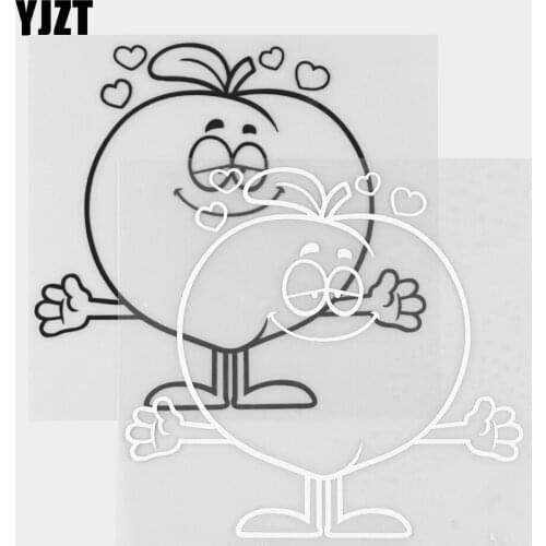YJZT 12.5×11.7CM Lovely Peach Fruit Cartoon Car Stickers Fashion Vinyl Decals Black / Silver 20B-0280