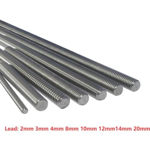304 stainless steel T10 screw length 900mm lead 2mm 3mm 4mm 8mm 10mm 12mm trapezoidal spindle screw 1pcs