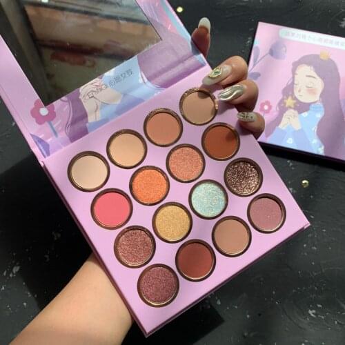 16-color Daily Eyeshadow Glitter Pearlescent Matte Eye Shadow Palette Waterproof Long-lasting Shimmer Eye Makeup Cosmetic TSLM1