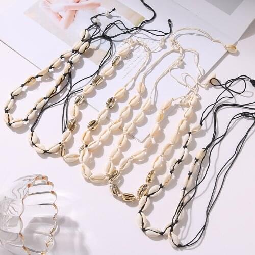 16 PCS/Sets Alloy Shell Beads Hand-woven Necklace 2021 Fashion Jewelry Charm Adjustable Wedding Necklace for Womens Accessories