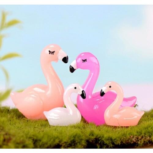 20PCS Mini Garden Male Female Flamingo Figurine Miniature Animal Micro Landscape DIY Decor Ornaments Fairy Garden Decoration