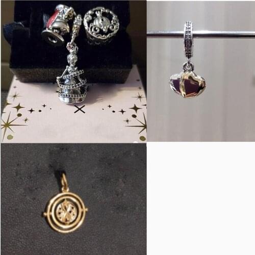2020 New Style 925 Silver Double Heart Spinning Time Turner Charm, Delicate Unique Jewelry For Girlfriends Anniversary Gift