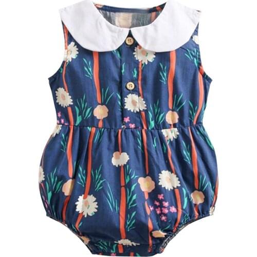 2020 Cute Floral Romper Summer Sleeveless Baby Girls Clothes Jumpsuit Romper 0-3T Infant Toddler Newborn Outfits Set Hot Sale
