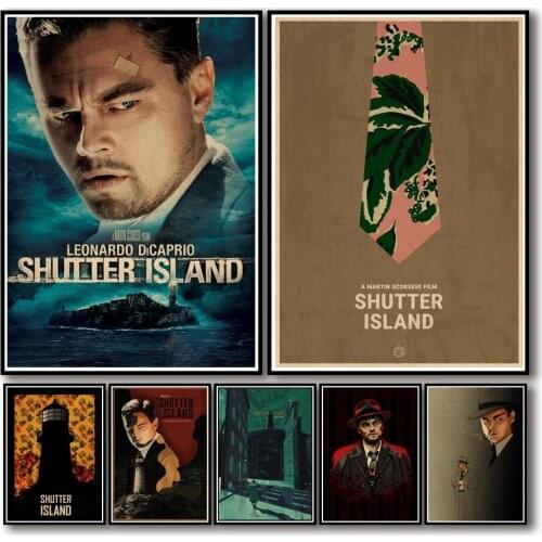 25 Designs Martin Scorsese Movie Shutter Island Kraftpaper Poster Artwork Homedecal Fancy Wall Sticker for Coffee House Bar