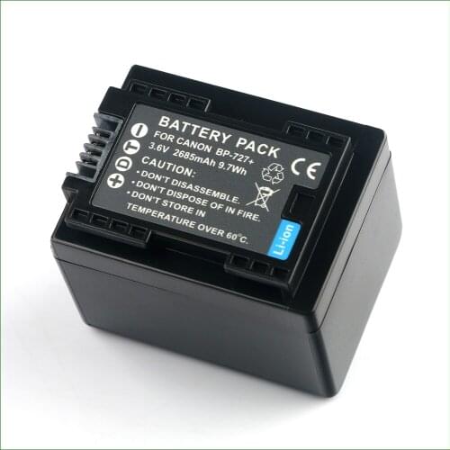3.6V 2685mAh BP-727 BP727 BP 727 Digital Camera Battery For Canon HF R306 R406 R506 R606 R706 R806 M56 M60 M506 R30 R40