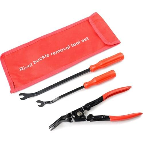 3pcs/Set Auto Fastener Pliers Car Door Panel Remover Clip Remover Pry Bar Tool Trim Auto Puller Tool Retaining Clip Nylon Bag