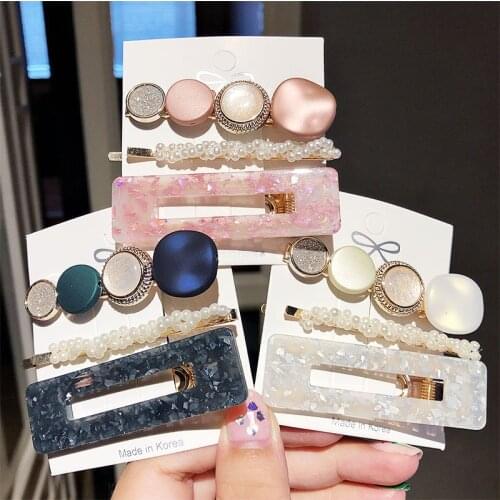 3pcs/Pack Gold Pearl Hair Clip Sets Barrette Pins Rhinestone Clips Hairgrips Cute Pin Hairpins Hair Accessories For Women Girls