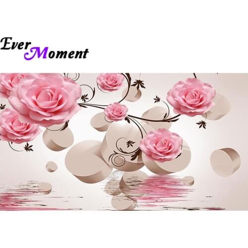 Diamond painting flower pink water diy diamond embroidery 5d floral series full square large size painting wall painting ASF749