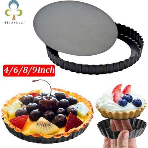 1pc Tart Quiche Flan Pan Non-Stick Molds Pie Pizza Cake Round Mould Removable Loose Bottom Fluted Heavy Duty Bakeware Pan ZXH
