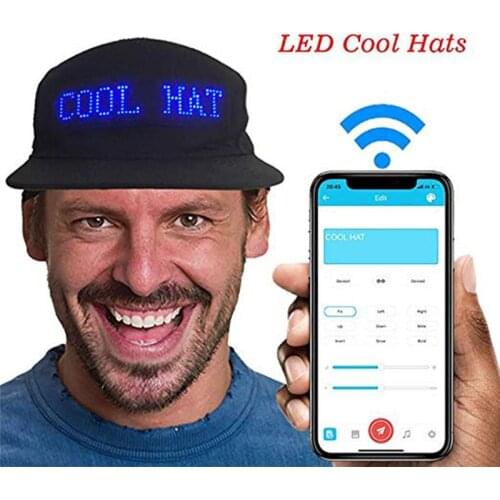 6 Styles Hip Hop Adjustable Multilanguage APP Control Luminous Bluetooth LED Baseball Caps Sun Hats Mens Party Cool