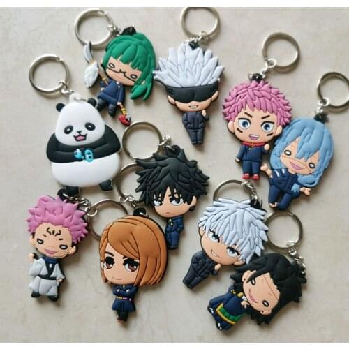 5pcs/lot Jujutsu Kaisen Figures Keychain Pendant Toy Gojo Satoru Itadori Yuji Figures PVC Dimensional keychain pendant set Toys