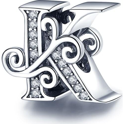 CodeMonkey 100% 925 Sterling Silver Name Letter Alphabet K Charm Bead Fit Original Bracelets Pendant Jewelry Gift C030-k