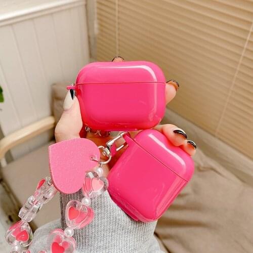 Standable Earphone Case For AirPods Candy Color Rose Headset Cases For AirPods 2 3 AirPods Pro Headphone Cover with Love Lanyard