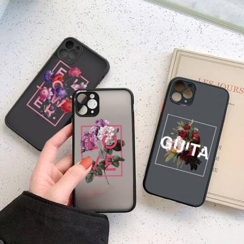 Flower text art Phone Case For iphone 12 11 7 8 plus mini x xs xr pro max matte transparent cover