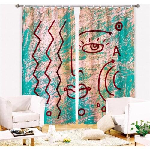 INS Illustration Room Curtains Large Window Window Curtains Living Room Bathroom Bedroom Decor Simple Style Window Treatment