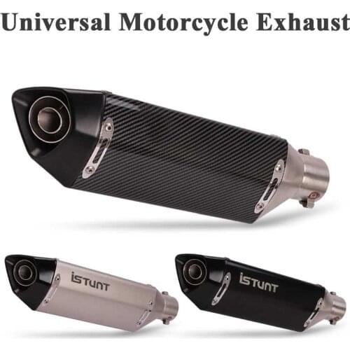 ISTUNT Universal Motorcycle Exhaust Pipe Escape Modified Laser Muffler DB Killer Remova For Ninja400 CBR300 R6 PCX125 Dirt Bike