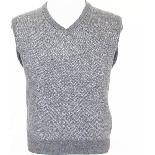 Large size 100%goat cashmere mens boutique thicken pullover sweater dark plaid loose straight V-neck S/105-3XL/130