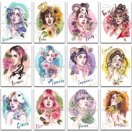 New Diamond painting constellation Beautiful beauty girl lady flower 5D Full Square Drill embroidery 3D Round mosaic Drawing 842