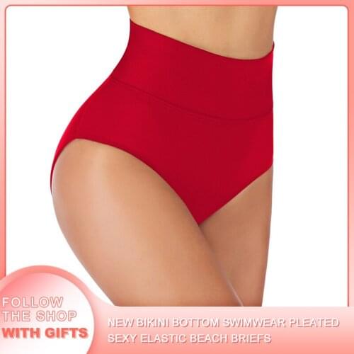 2021 New WomenS Swimsuit Hot Sale Bikini Bottom Swimwear Pleated Swimming Trunks Lady Sexy Elastic Buttocks Beach Briefs