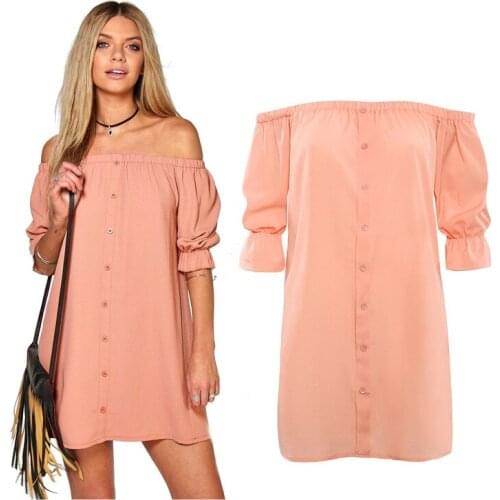 MQUEENFOX Women Casual Loose Half Sleeve Strapless Dresses 2021 New Sexy Off Shoulder Mini Party Dress Long Tops Vestidos