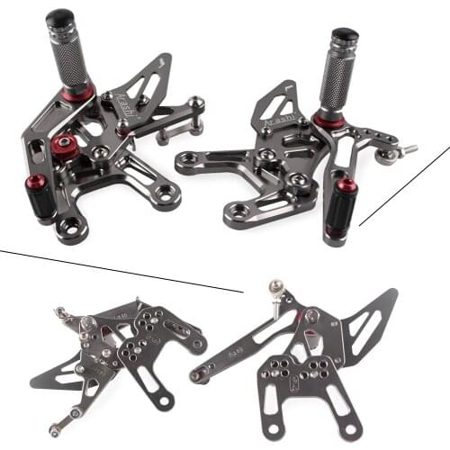 Gray Motorcycle Adjustment Rider Rearset Foot Pegs For Kawasaki Ninja ZX10R 2015 CNC Aluminum