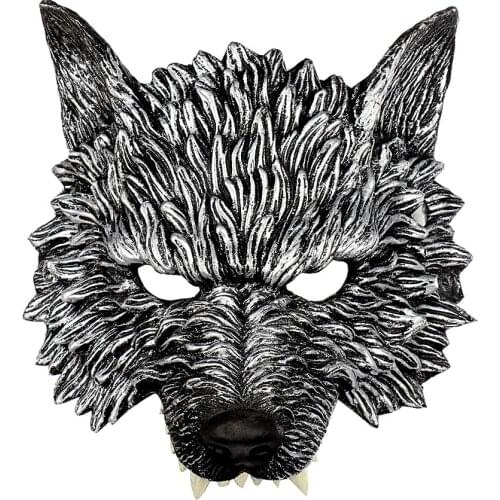 Realistic 3D Black Wolf Head Mask Movie Game Beast Prop Halloween Masquerade Party Cosplay Retro Scary Masks Action Figure Model
