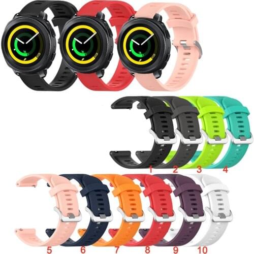20mm Silicone Watch Band Classic Metal buckle Strap for Samsung Gear Sport S4 for Active 2 /Watch3 41mm Replacement strap