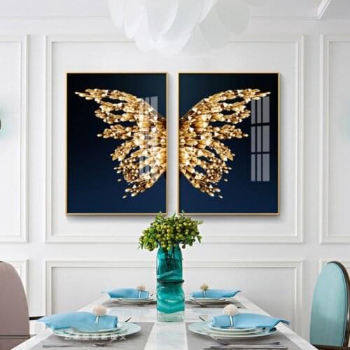Nordic Golden butterfly Gilt Picture Wall Poster Modern Style Canvas Print Painting Art Aisle Living Room bedroom Decoration