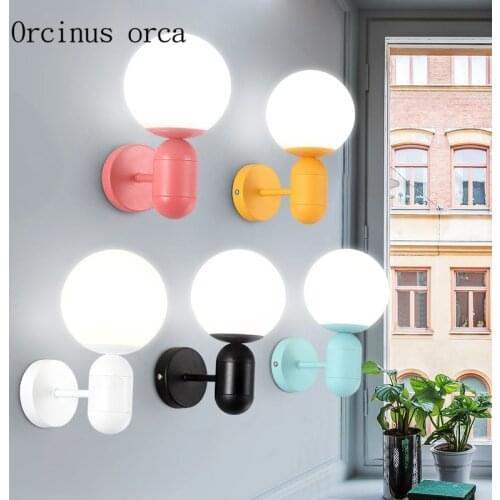 Nordic modern simple color LED wall lamp living room corridor bedroom bedside lamp creative personality candy color wall lamp