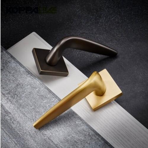 Modern Household Brass Lever Door Handles Nordic Style Indoor Bedroom Silent Lock