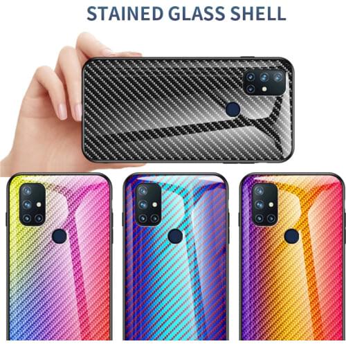 Fashion Hard Tempered Glass Gradient Carbon Fiber Protective Cover for OnePlus 5T OnePlus 6T OnePlus 7T OnePlus 8T Phone Shell