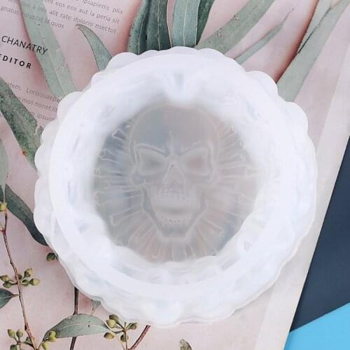Skull Ashtray Epoxy Resin Mold Cigarette Holder Silicone Mould DIY Crafts Jewelry Soap Plaster Casting Mold